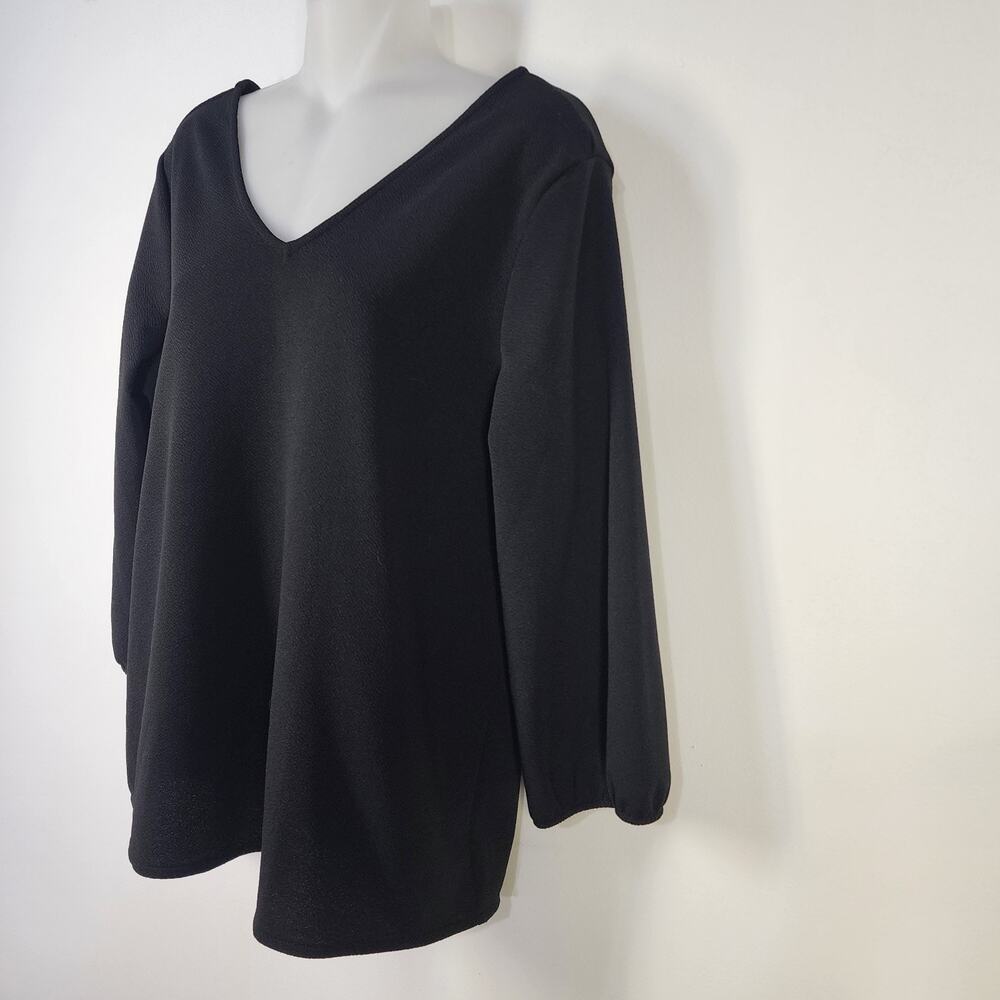 Chico's Top Size 1 Medium Women's Blouse Bow Split Back 3/4 Sleeve Career Knit - Picture 5 of 10